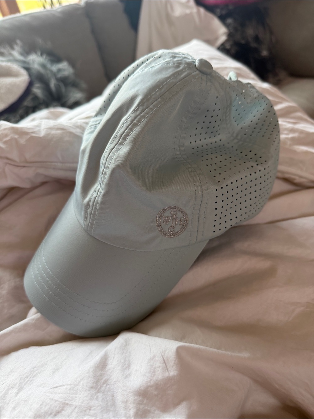 VimHue SUN GODDESS, SPLASH, UPF 50+ Blue Sun Hat ponytail friendly baseball hat